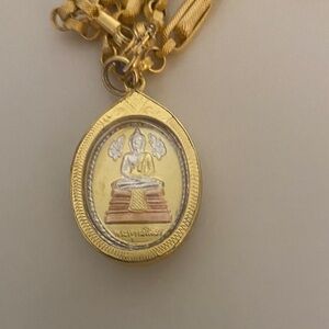 Elegant Gold and Silver Buddha Pendant Necklace